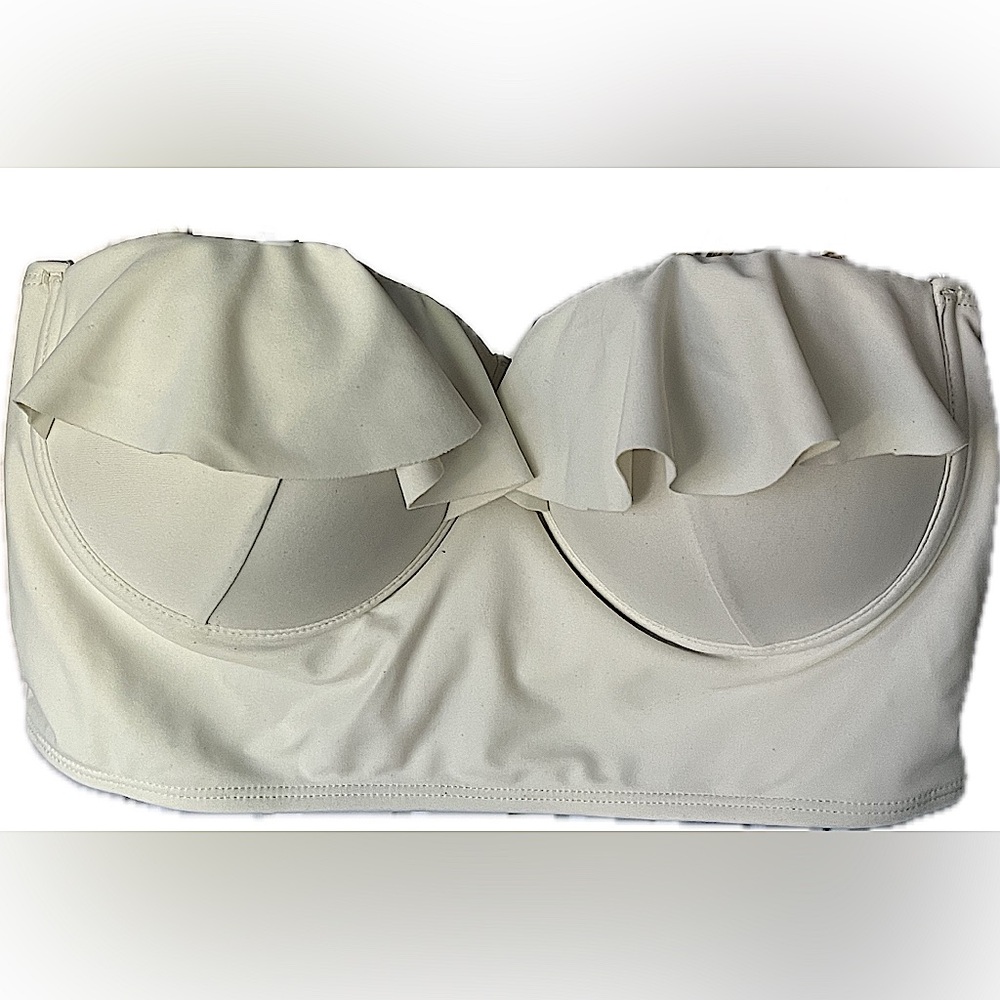 Ruffle Cream Swim Top